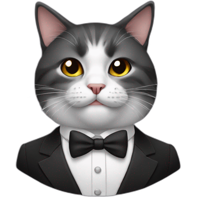 Cat in tuxedo with cigarette emoji