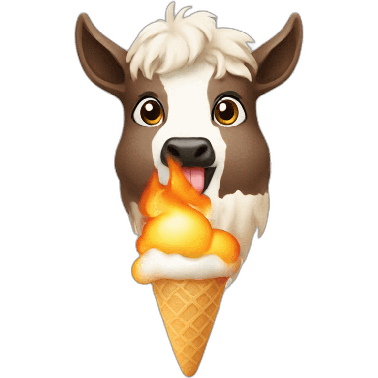 burning-alpaka-eating-icecream emoji