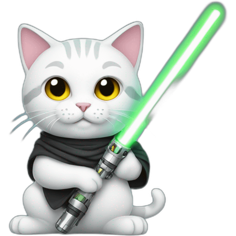 cat holding lightsaber emoji