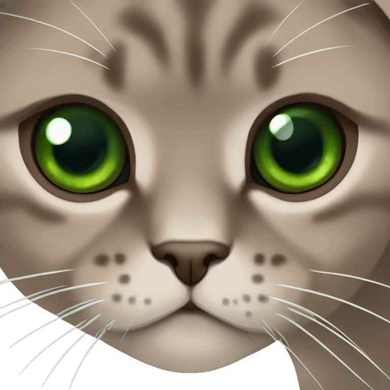 Brown scottish fold with green eyes  emoji