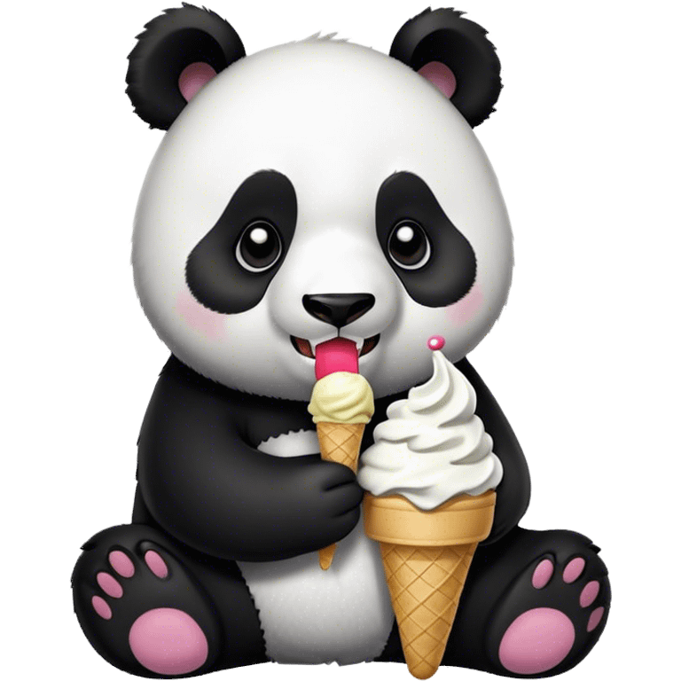 Panda eating ice cream emoji