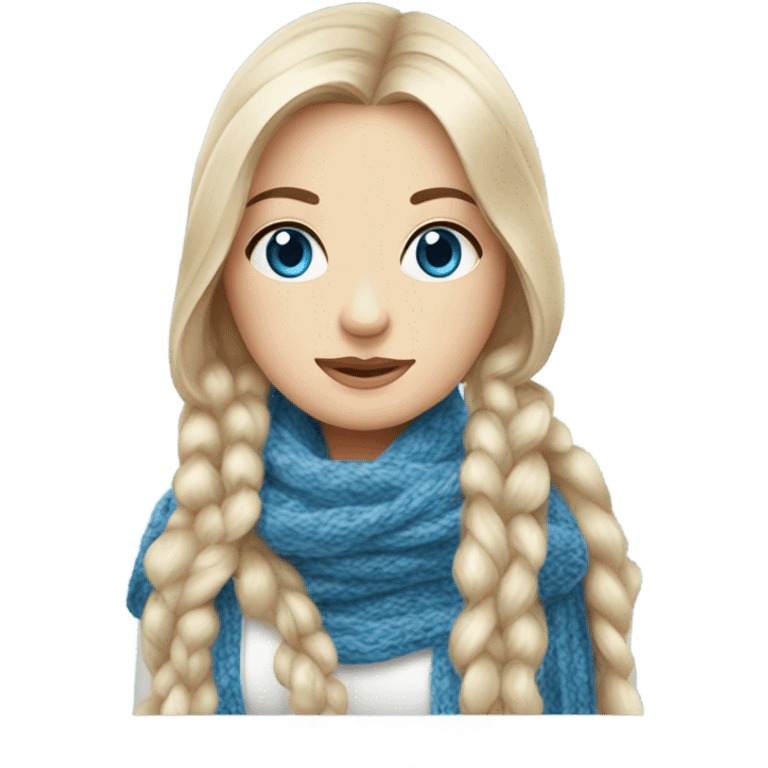 beautiful finnish fair long hair woman with blue eye knitting floral scarf emoji