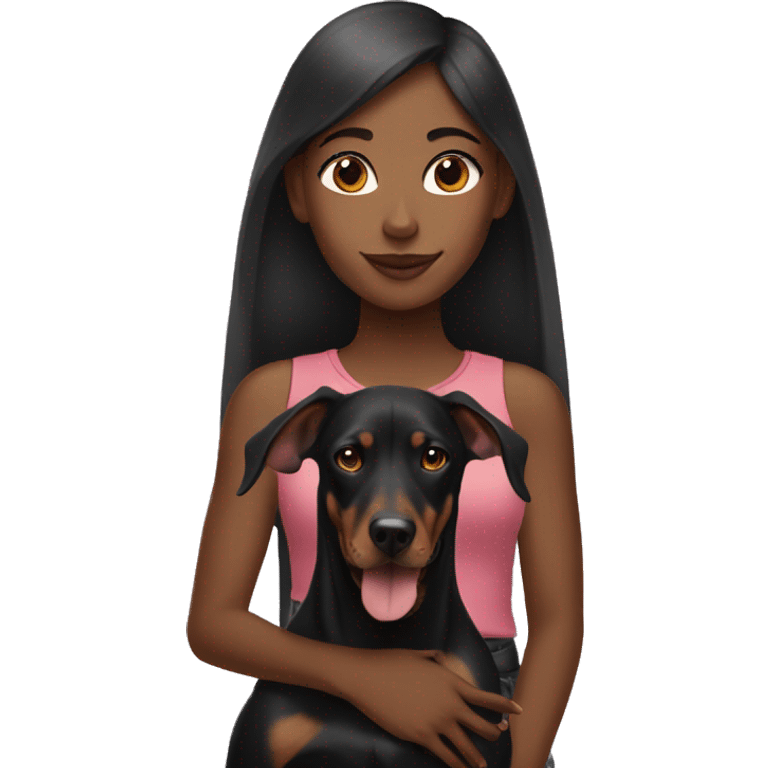 Black girl with doberman  emoji