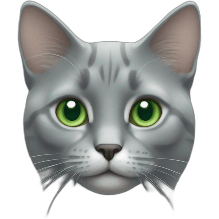 Un chat gris avec les yeux vert emoji