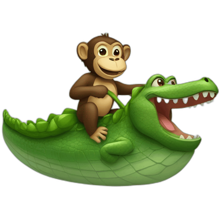 monkey riding a crocodile emoji