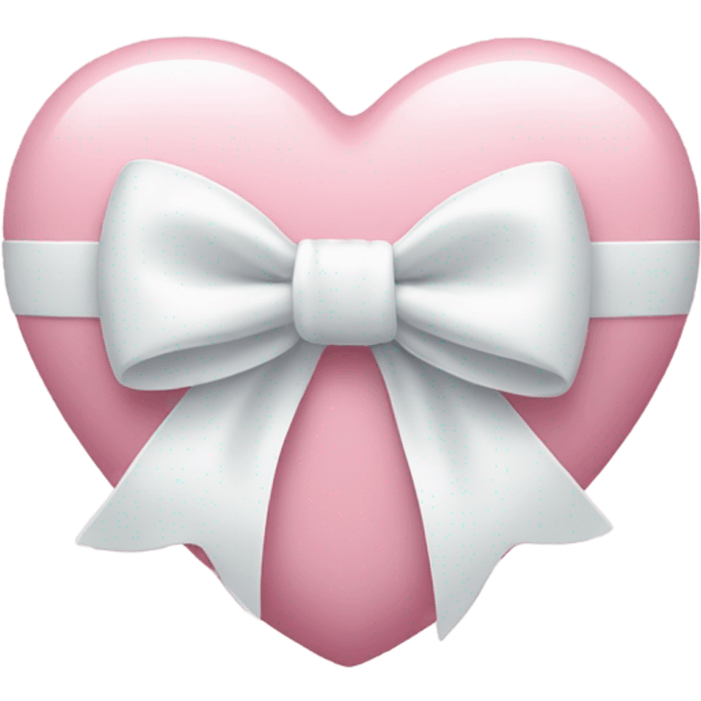 Pastel pink heart with white bow emoji