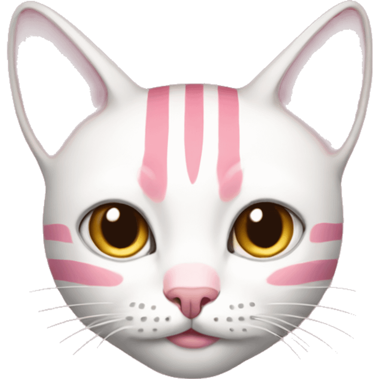 Pink cat white stripes  emoji