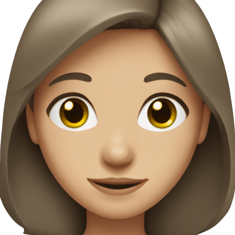 Girl with grey and green eyes smiling with brown hair  emoji