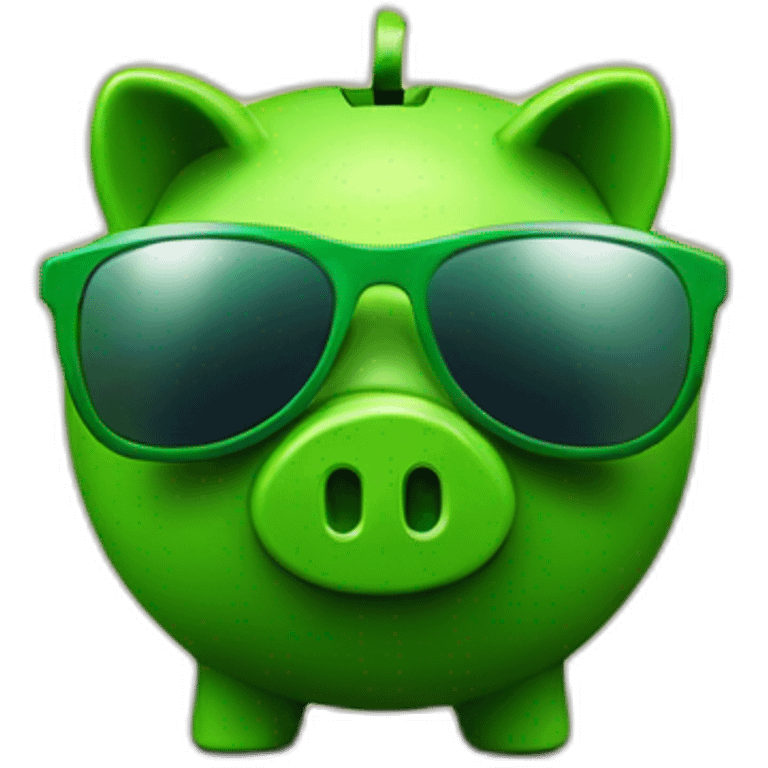 green piggybank with sunglasses emoji