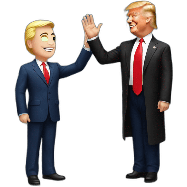 Donald Trump and Vladimir put in high fiving in front of the US capitol emoji