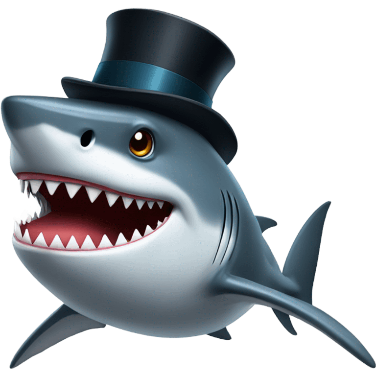 Shark with a top hat emoji