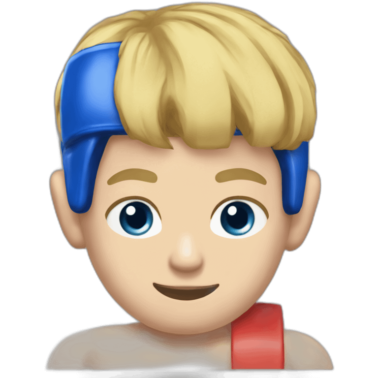 short blonde hair blue eyes muay thai fighter little muscular emoji