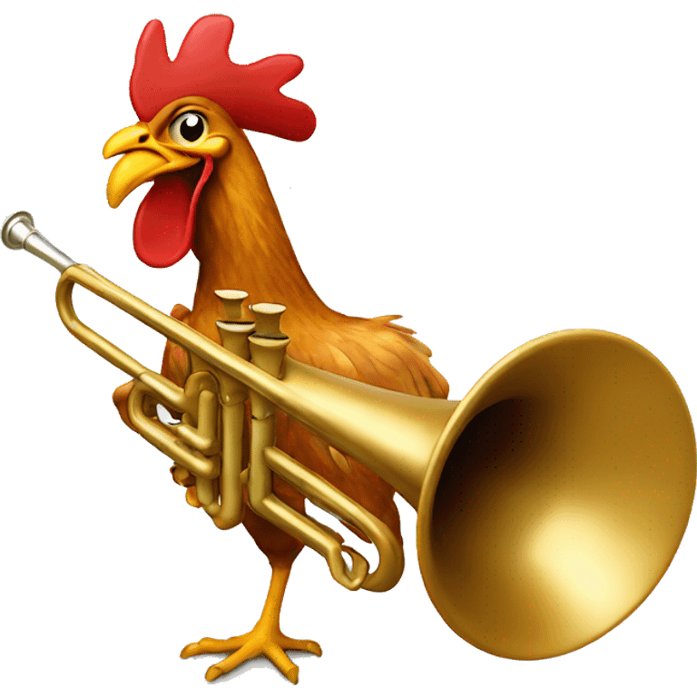 Chicken playing a trumpet emoji