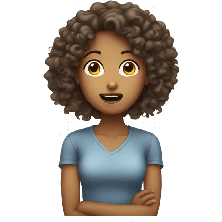 Girl with curly hair holding her mouth  emoji