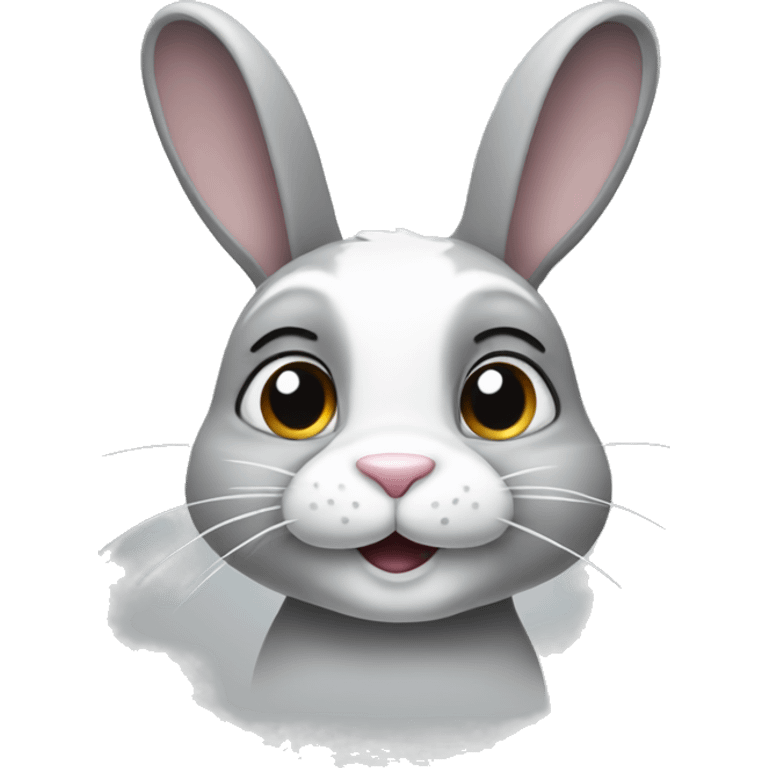 Loop rabbit with white and gray color emoji