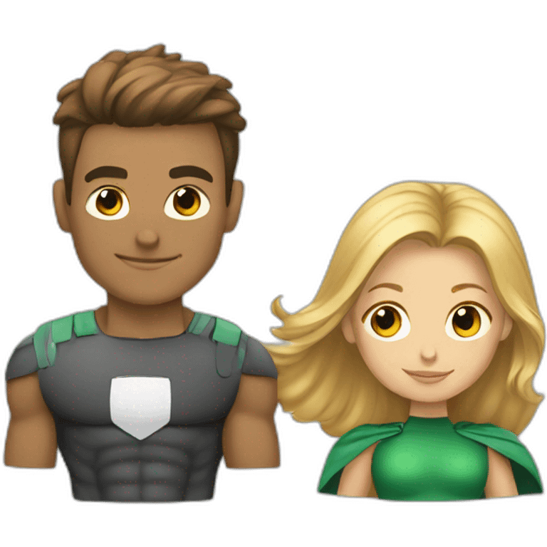 Guy and girl super hero emoji