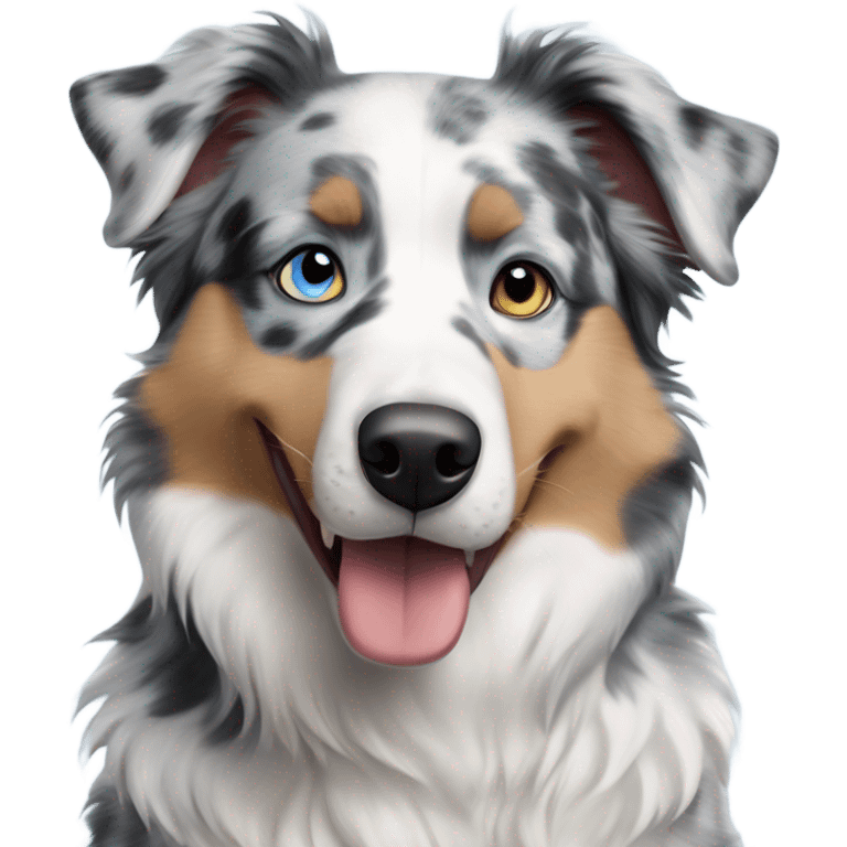 Blue Merle Australian shepherd mixed with a husky with ice blue eyes emoji