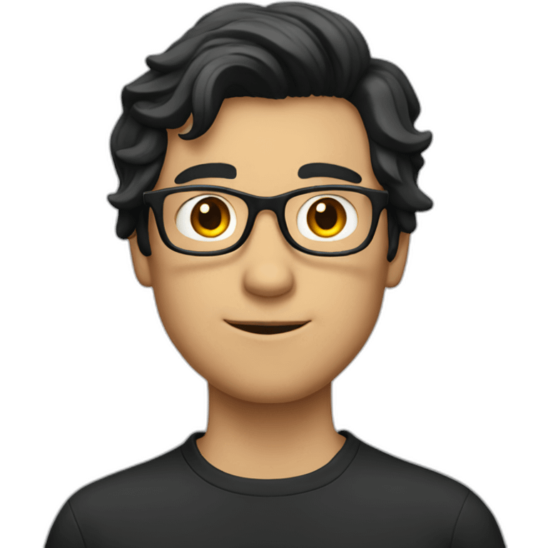 white guy with black hair wearing glasses emoji