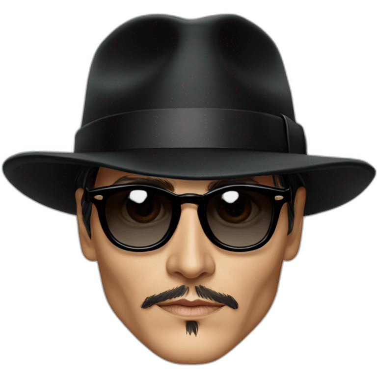 johnny-depp-in-black-hat-and-dark-glasses emoji