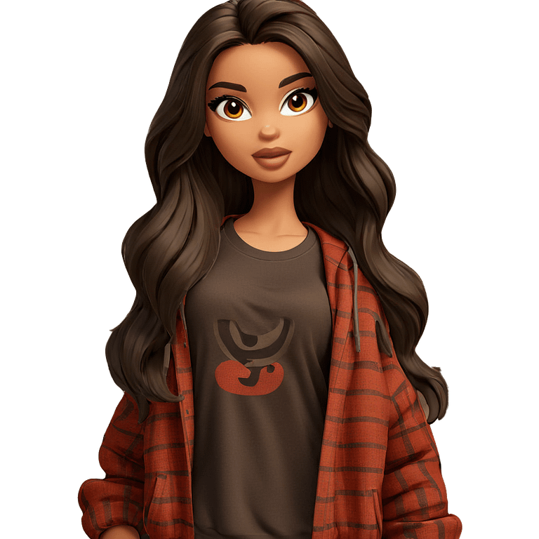 confident girl in casual style emoji