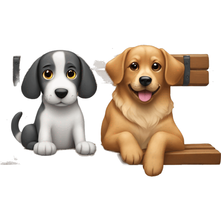 Dog and cat on a bench emoji