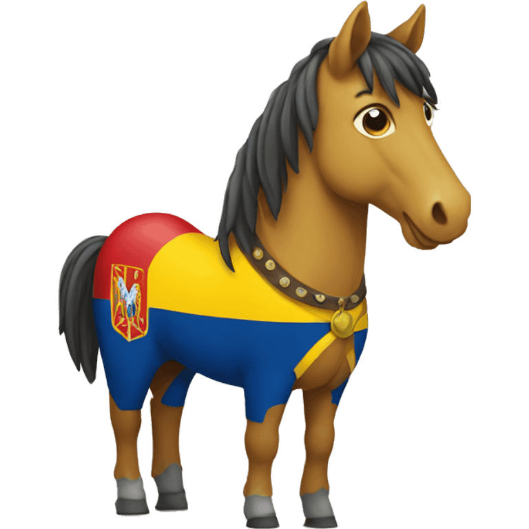 a horse with romania flag emoji