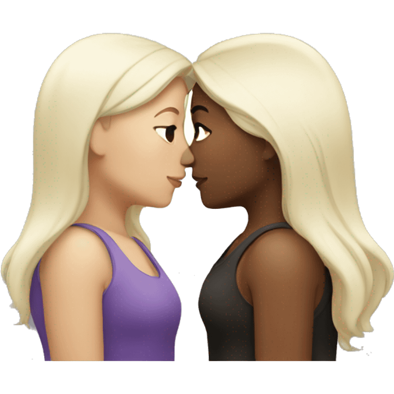 Lesbians kissing. Both have long dark hair and whit skin color. emoji