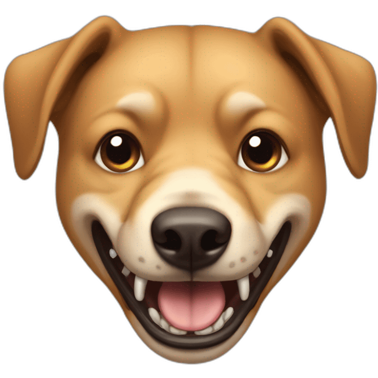 Ugly light brown dog with very long lower fangs emoji