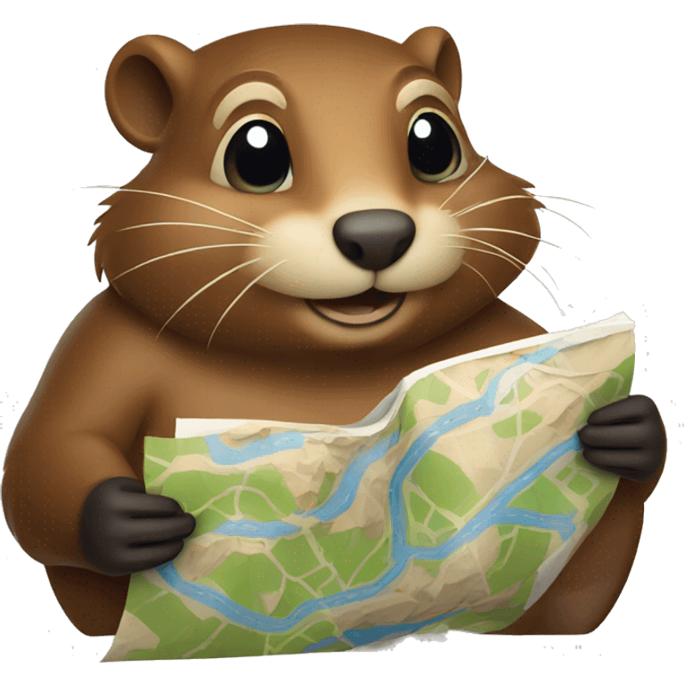 a beaver reading a map emoji