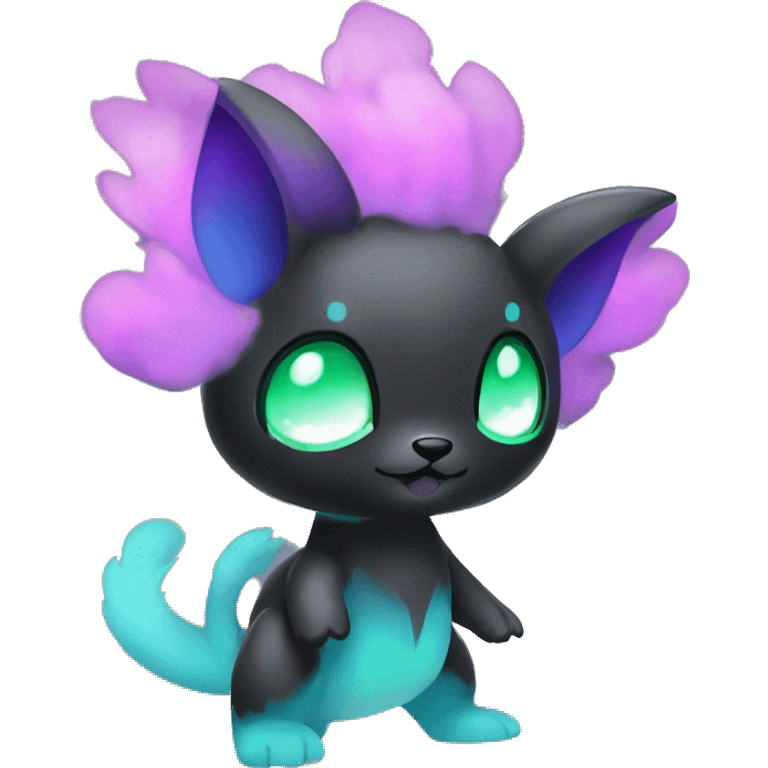 Cute cool black nebula green blue purple pink animal hybrid Fakemon full body emoji