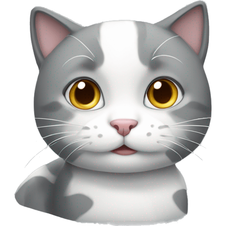 Grey and white cute cat emoji