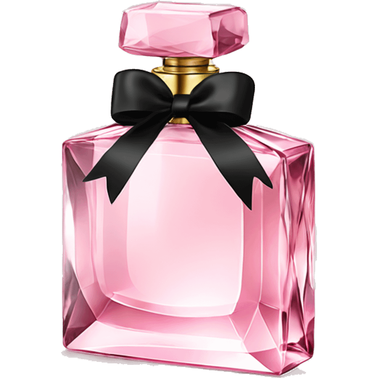 light pink crystal perfume bottle with black ribbon display emoji