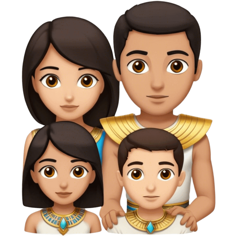 One middle eastern girl, one south Asian girl, one light skin man, one Egyptian man emoji