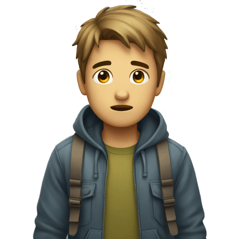 A boy walking very sad emoji