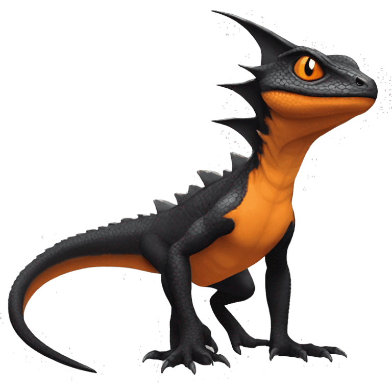 cool edgy black and orange Dark-type nargacuga lizard Pokémon full body emoji