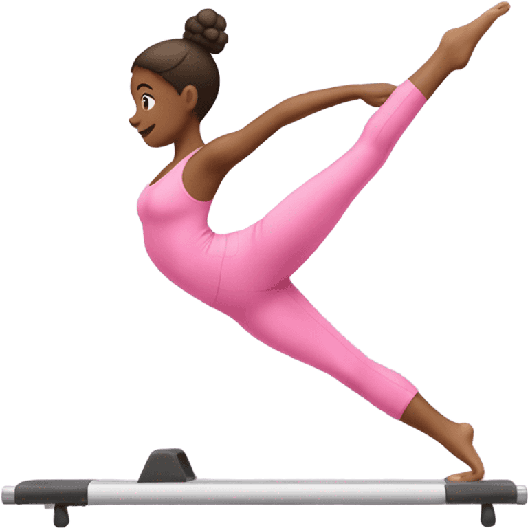 girl doing pilates in pink outfit emoji