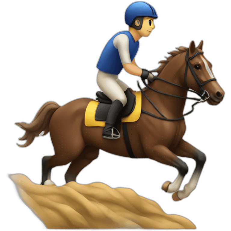 A man riding a horse in an endurance race emoji