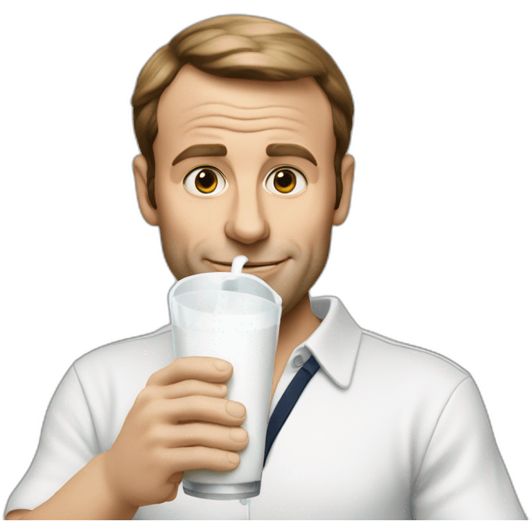 macron drinks milk emoji