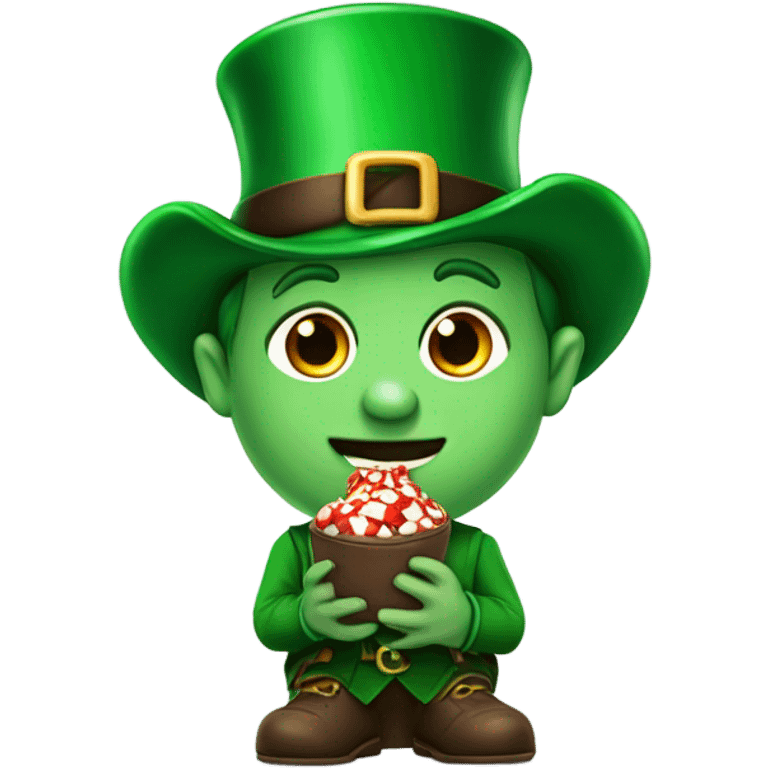 Leprechaun eating a buckeye emoji