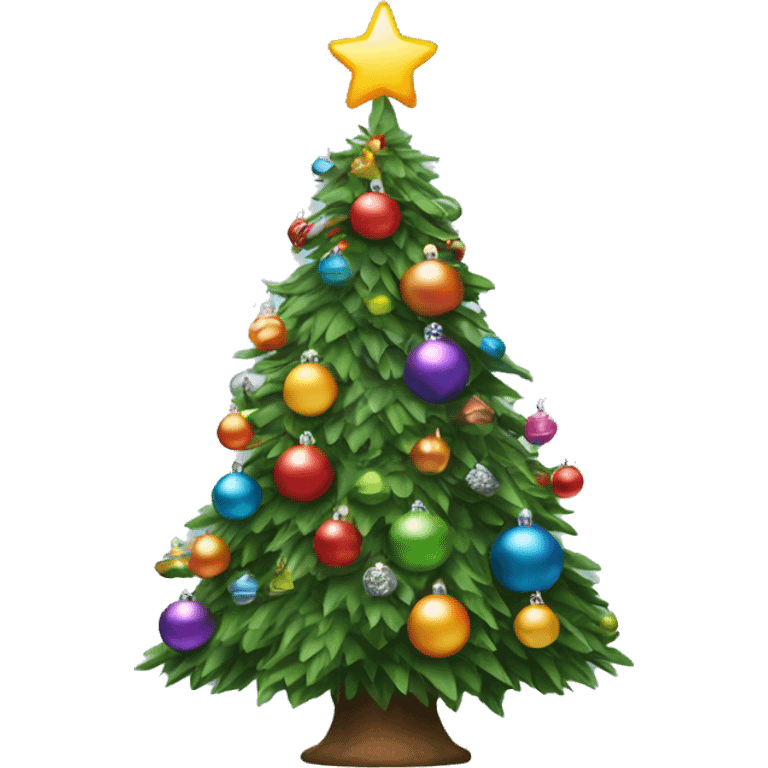 Christmas tree with colorful ornaments and colors on it emoji