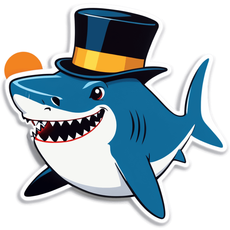 Shark with a top hat emoji