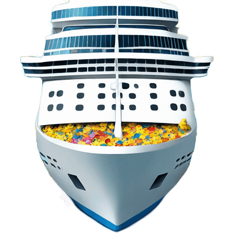 Cruise ship with rubber ducks emoji