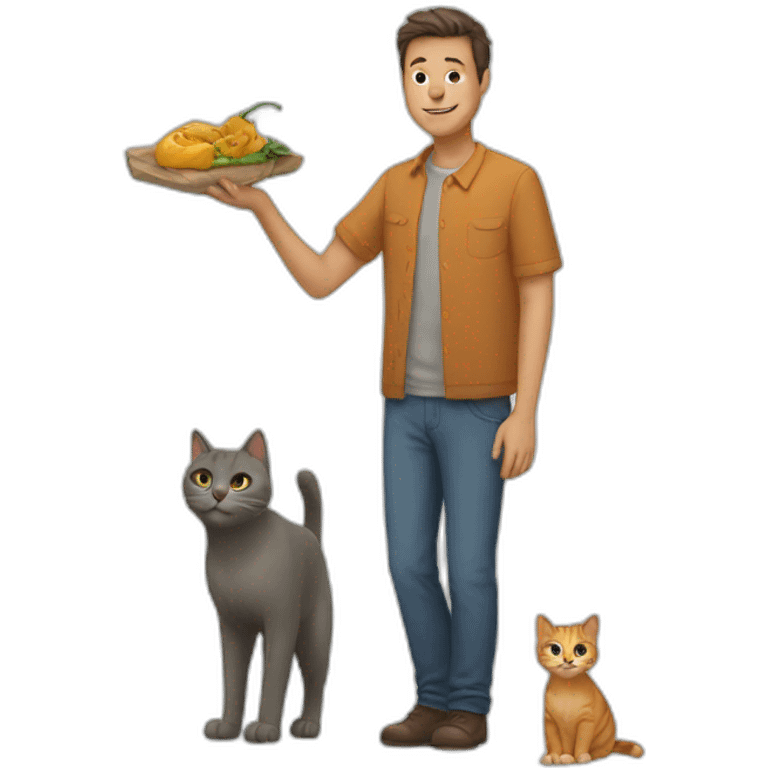 Cat and man emoji