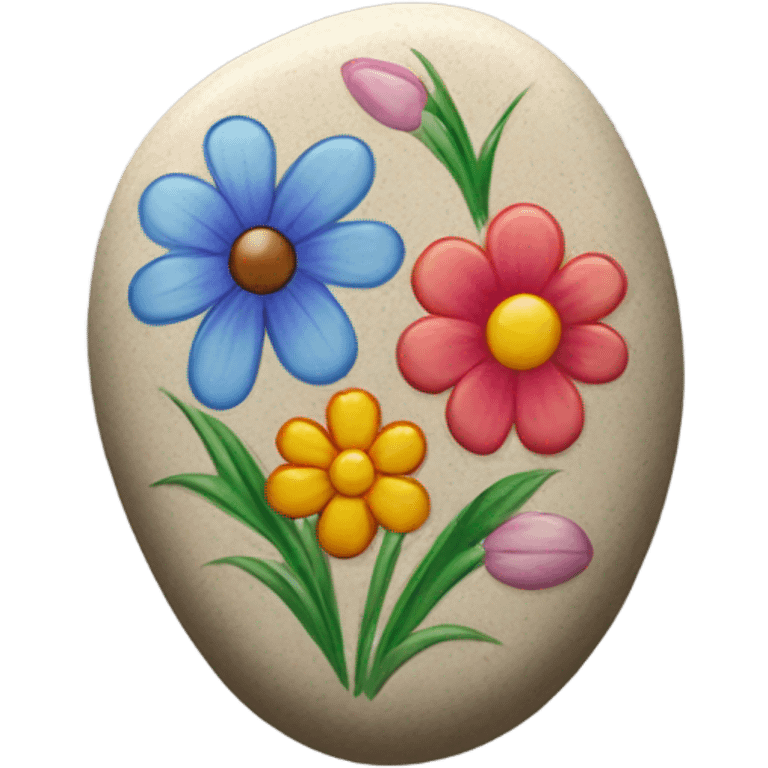 Cute stone with flowers  emoji