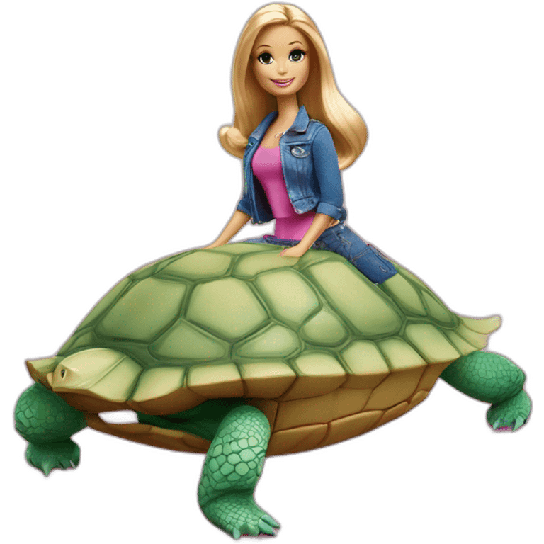 Barbie sur une tortue emoji