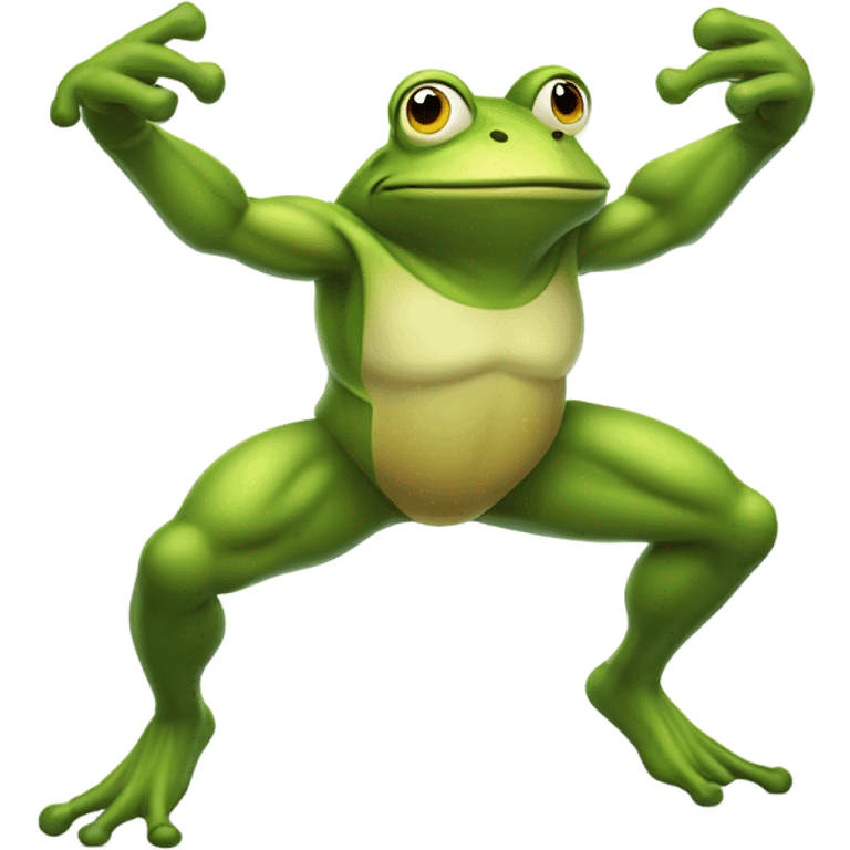 Buff frog ready to fight emoji