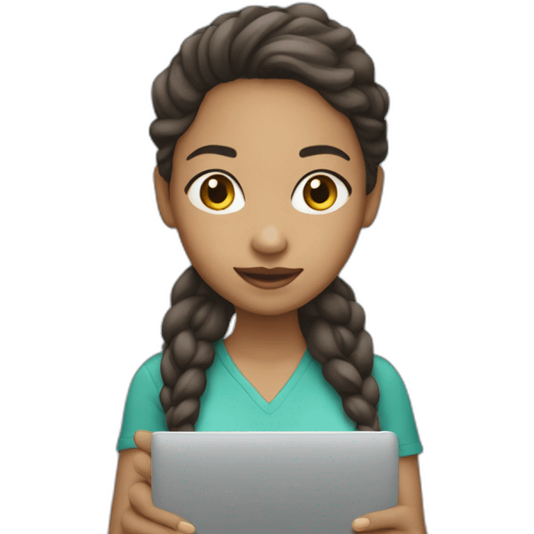 IT light skin girl holding laptop emoji