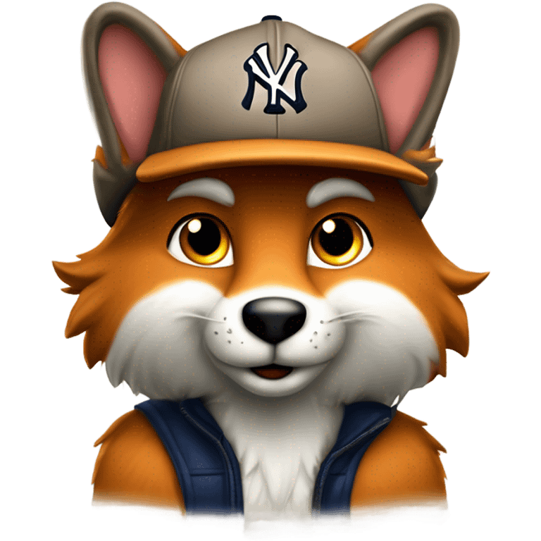 Jeune Furry renard / mignon / sur le dos / musclé / harnais / casquette yankees  emoji