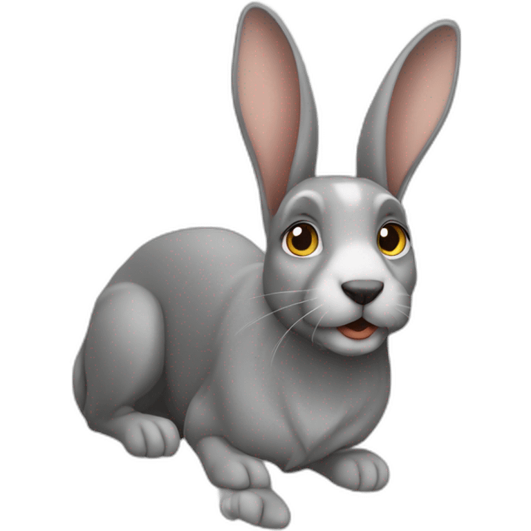 Lapin gris sur un chien emoji