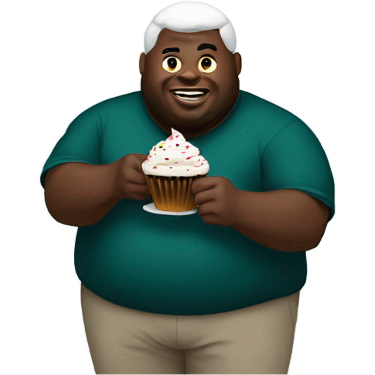 fat black man that is also an eagles fan chasing a cupcake emoji